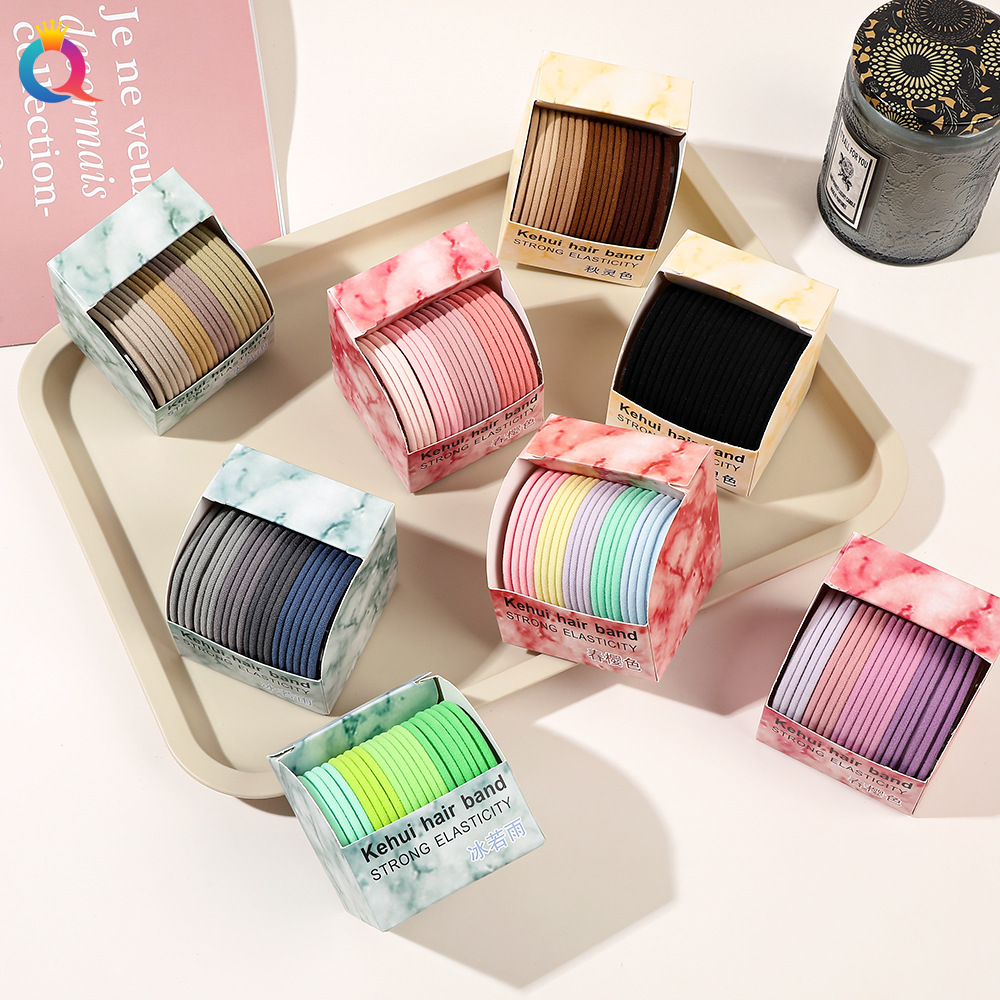 Qiyue high-elasticity towel band for tying hair, ponytail, rubber band without damaging hair, seamless women's hair band and hair accessory wholesale details Picture