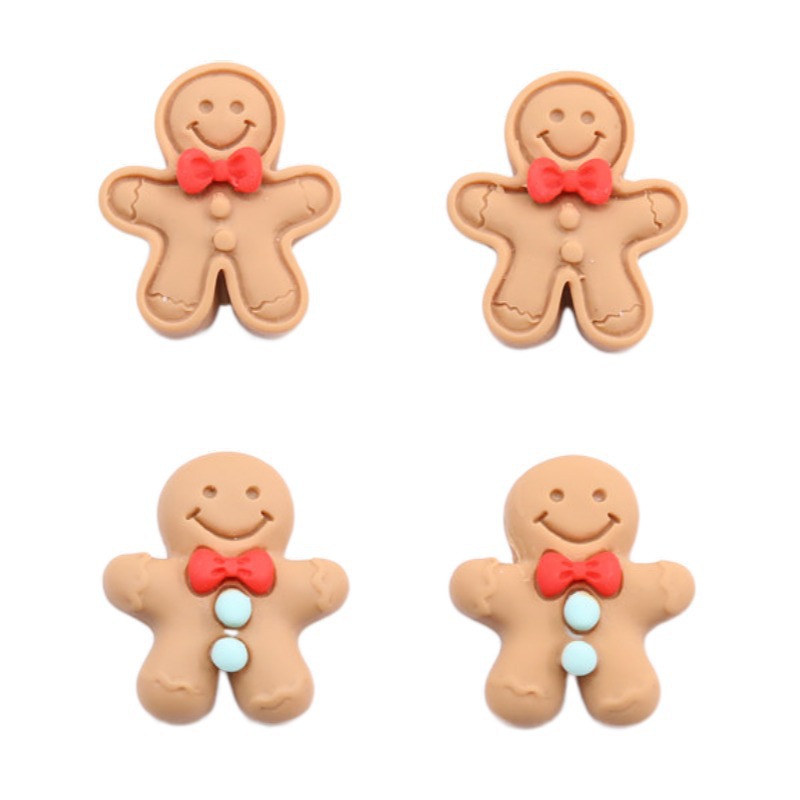 Cartoon Christmas gingerbread man resin accessories, keychains, phone cases, diy materials, cream glue accessories, ornaments and accessories full figure