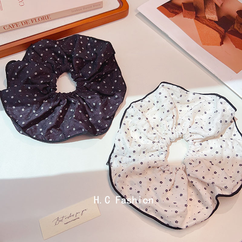 Korean-style fabric floral large intestine hair band, stylish polka dot lockstitch hair tie, versatile hair accessory headband Specification drawing