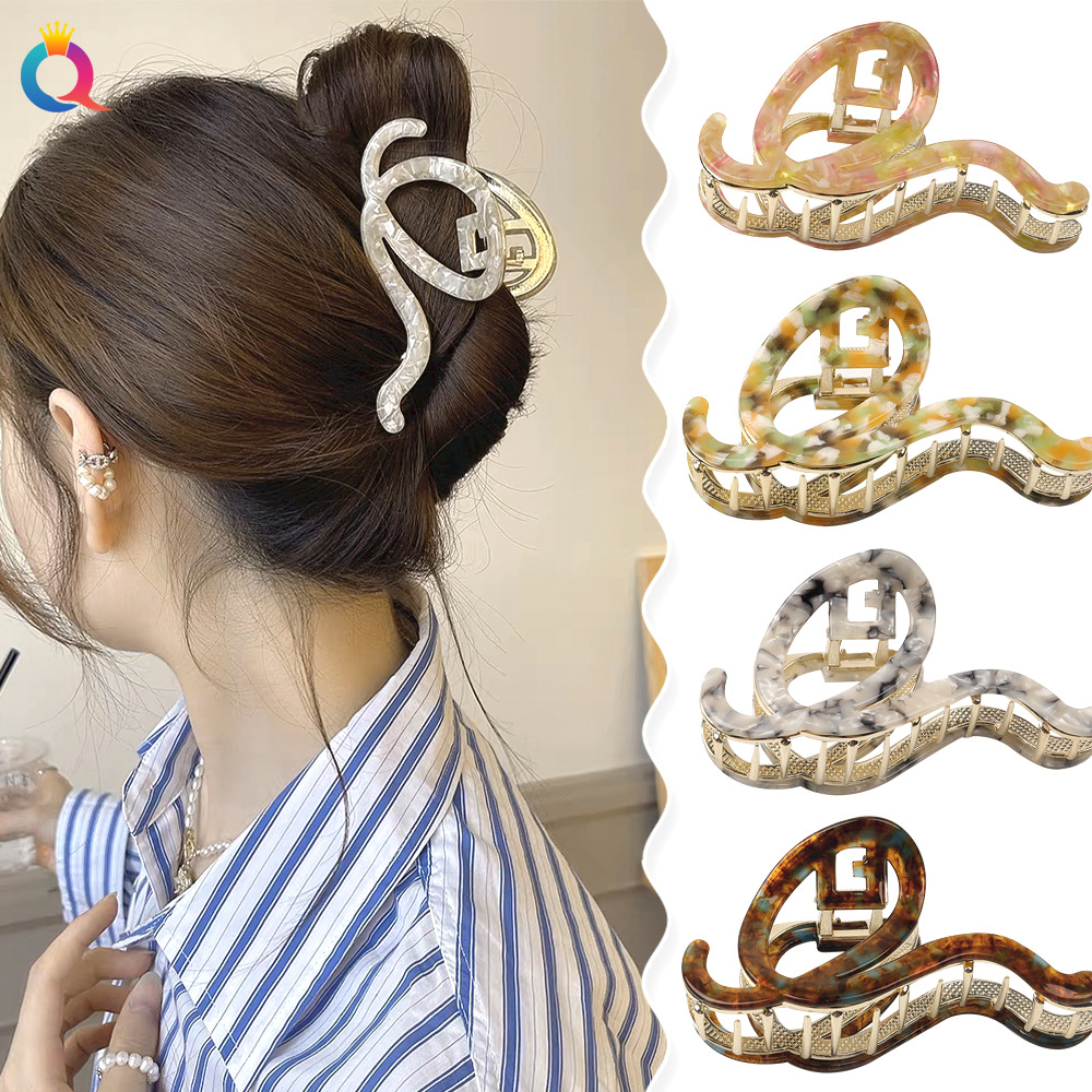 Qiyue acetic acid metal hair clips, women's extra-large updo hair grabbers, high-end shark hair clips and hair accessories wholesale full figure