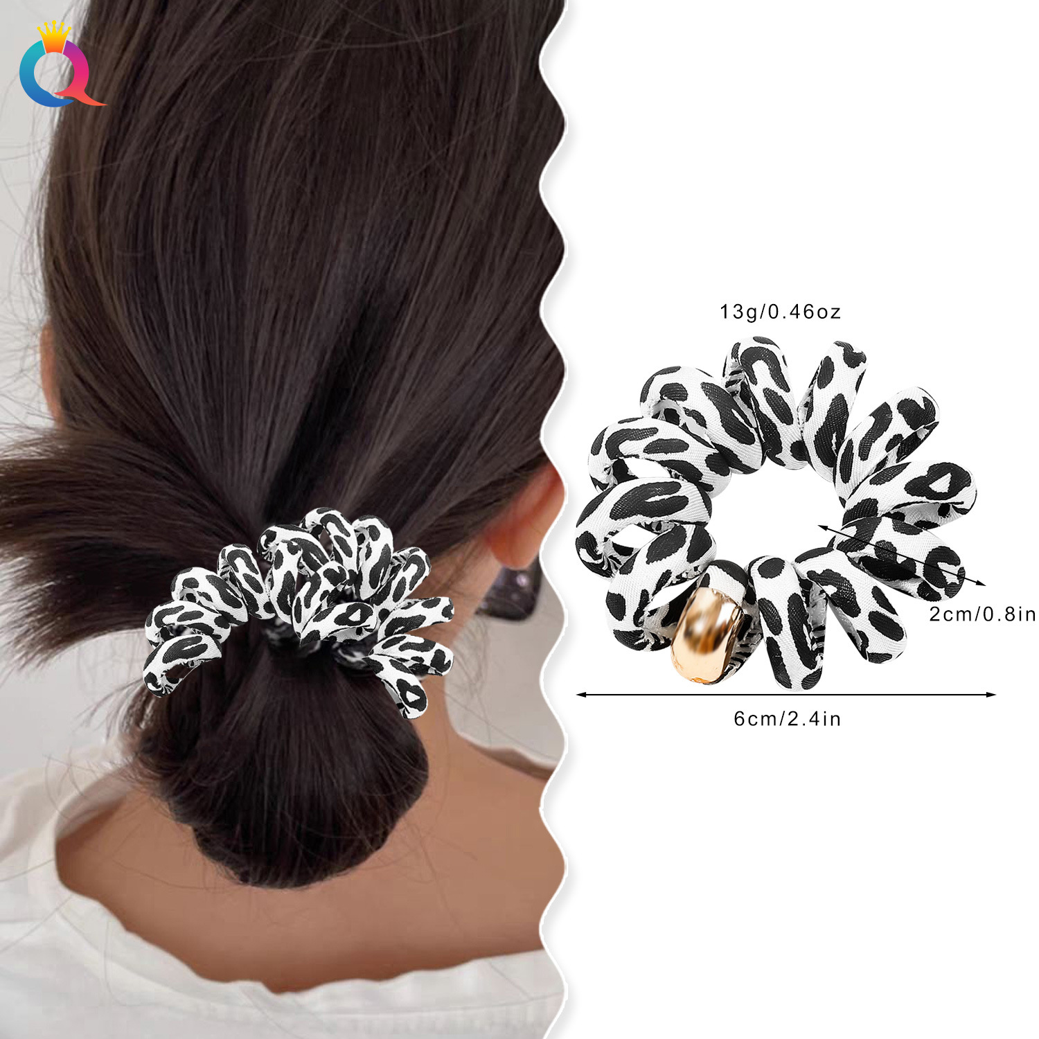 Qiyue Cross-border fabric telephone line hair band, high-end style, hair tie, hair band, hair tie, no damage to hair, hair accessory wholesale details Picture