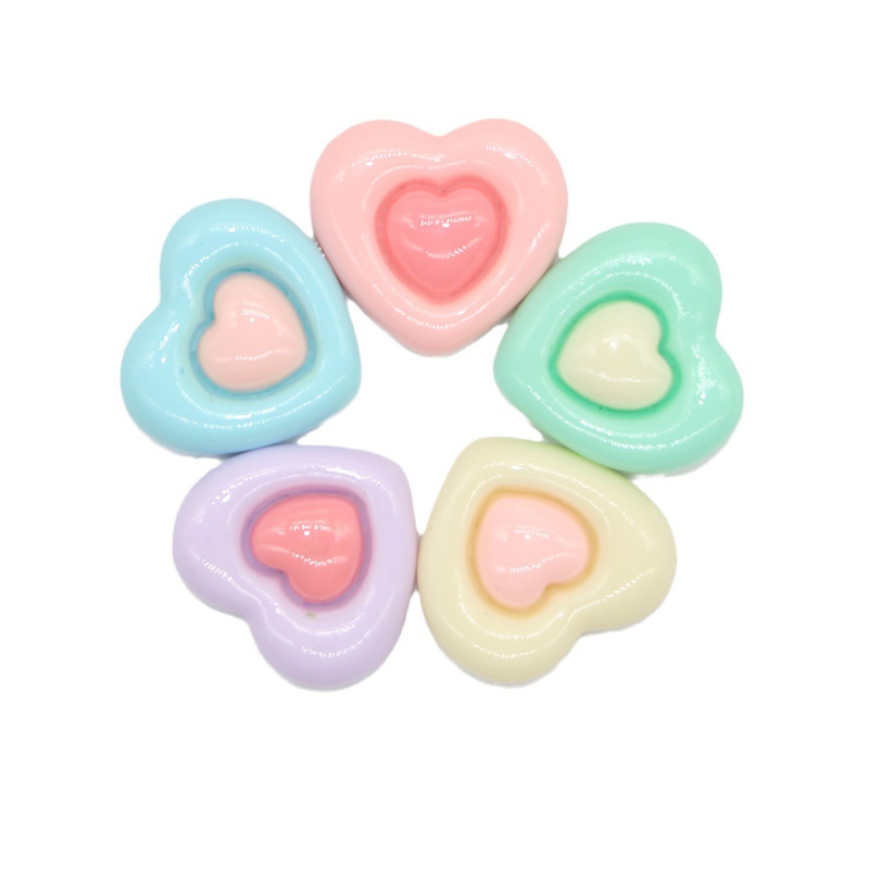 diy jewelry resin cream glue accessories, candy-colored double-layer heart phone case, patch hair accessories, hair clip accessories Item Picture