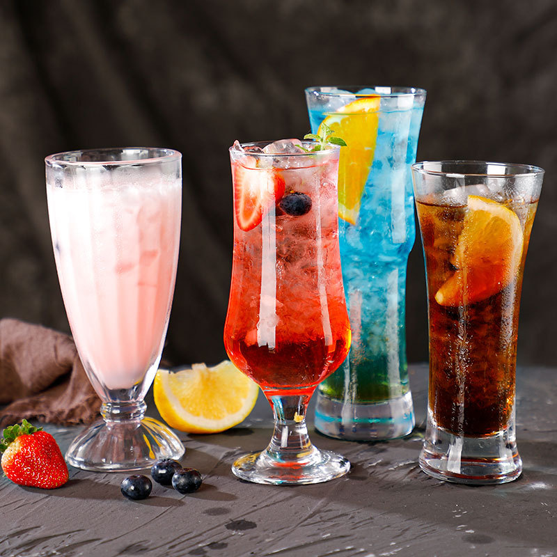 Bar cocktail mojito cups, transparent glass water cups, milk tea shop creative cold drink cups, home juice cups details Picture