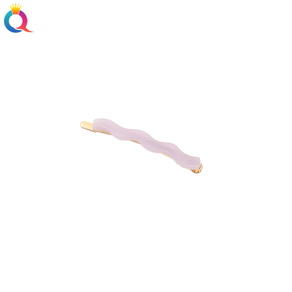 Qiyue Cross-border Amazon Acetate alloy straight clip, wavy bangs side clip, simple and versatile hair clip, hair accessory Item Picture