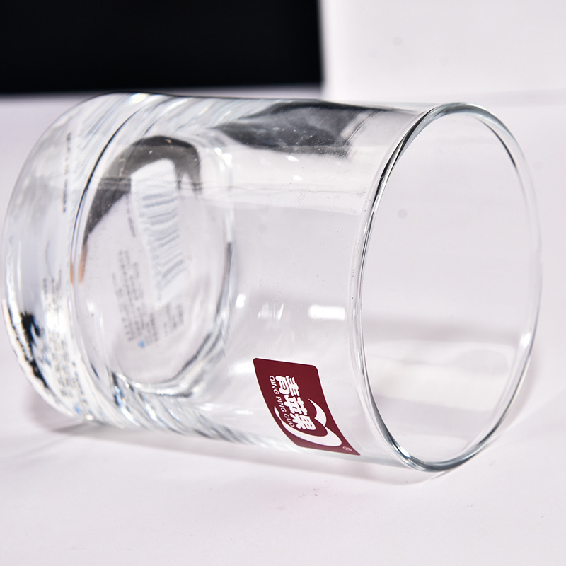 Green apple transparent glass straight water cup, heat-resistant glass cup, classical cup, whisky cup wholesale with logo printing Specification drawing