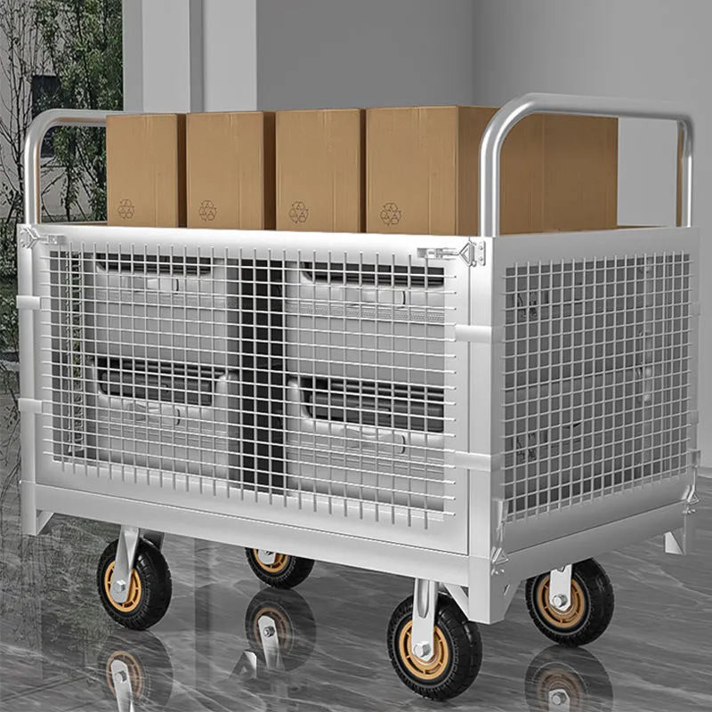 Grid fence, folding trolley, trailer, cargo transportation, warehousing, handling, logistics, flatbed driver, cart pulling, stall setting, portable Specification drawing