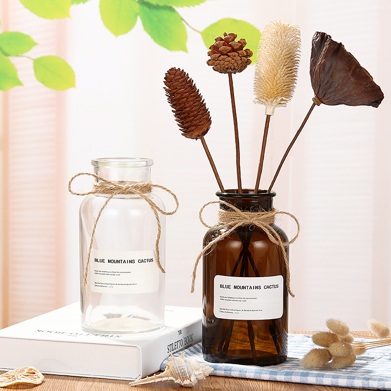 Factory wholesale gift glass vases, dried flowers, flower arrangements, simulated vases, European-style vases, home decorations, reagent vases details Picture
