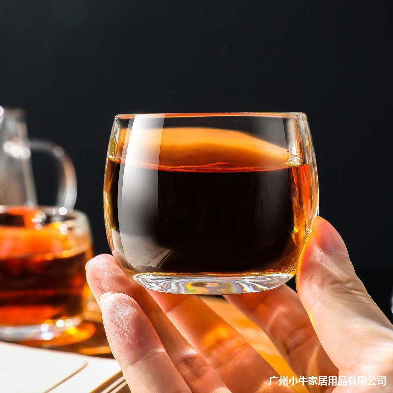 Household thickened finger cups that are not hot to the touch, tea-tasting cups, master cups, exquisite meditation tea cups, glass tea sets, 2 liang cups Specification drawing