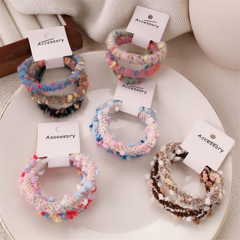 Maillard children's hair band, Rainbow Bean, versatile and durable ponytail hair tie, basic high-elasticity hair tie, leather band hair accessory details Picture