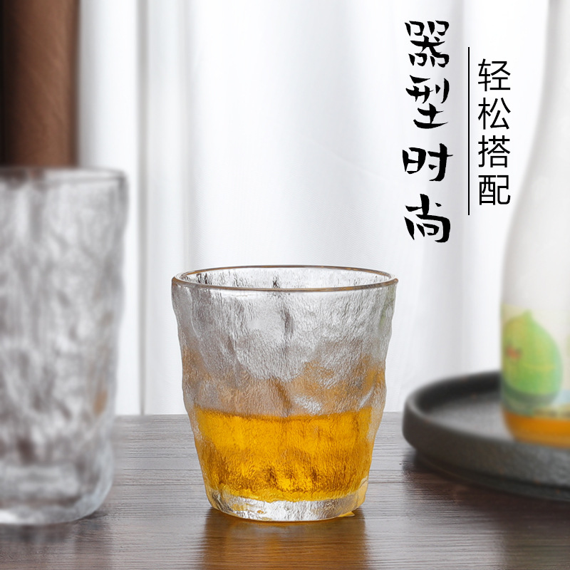 Creative glacier cups, light luxury high-end glass cups wholesale, simple household water cups, breakfast cups, high appearance level milk cups Specification drawing