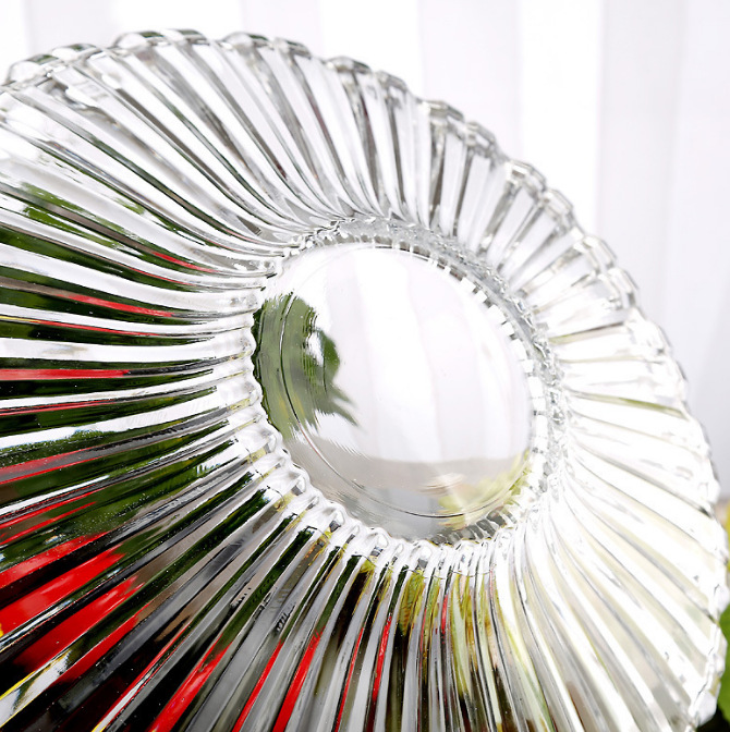 Crystal fruit plate, glass fruit plate, fruit pit, fruit basin, bowl, plate, dried fruit plate, candy plate, creative home furnishing details Picture