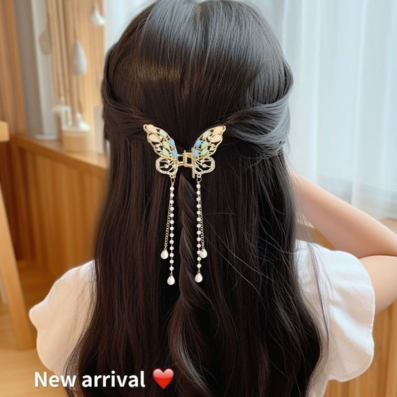 Super fairy lily orchid butterfly tassel grab clip, sweet and feminine charm, shark clip, high-end feel, half hair clip at the back of the head Specification drawing