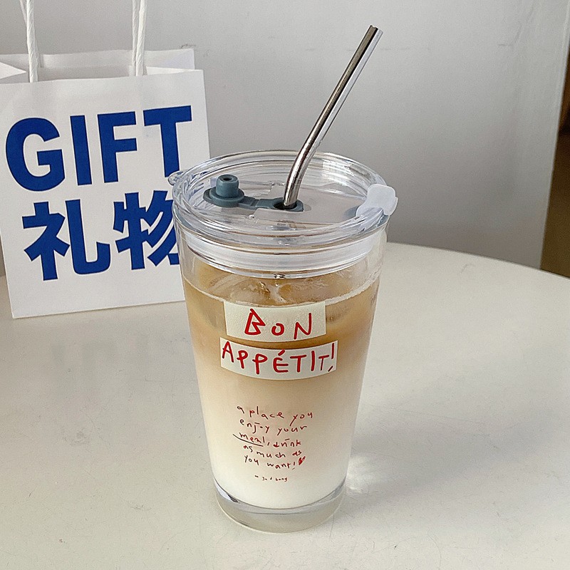 Bolimei blogger's same style simple letter glass cup, cold brew cup, glass cup wholesale, niche drinking cup Application Scenario