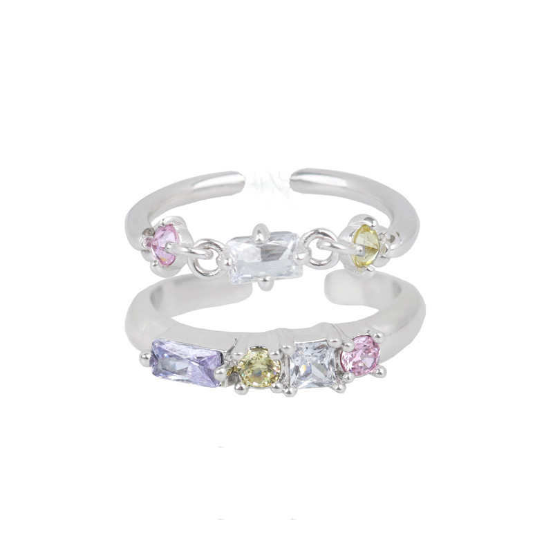 Candy-colored diamond zircon simple open ring for women on Instagram, cold style, niche personality, trendy and cool food ring Item Picture