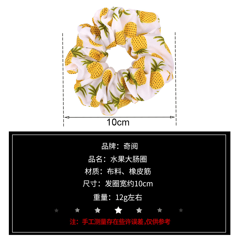 Qiyue Cross-border's new European and American large intestine circle hair band, pineapple fabric hair band, female OL elastic band headband accessory C111 Specification drawing