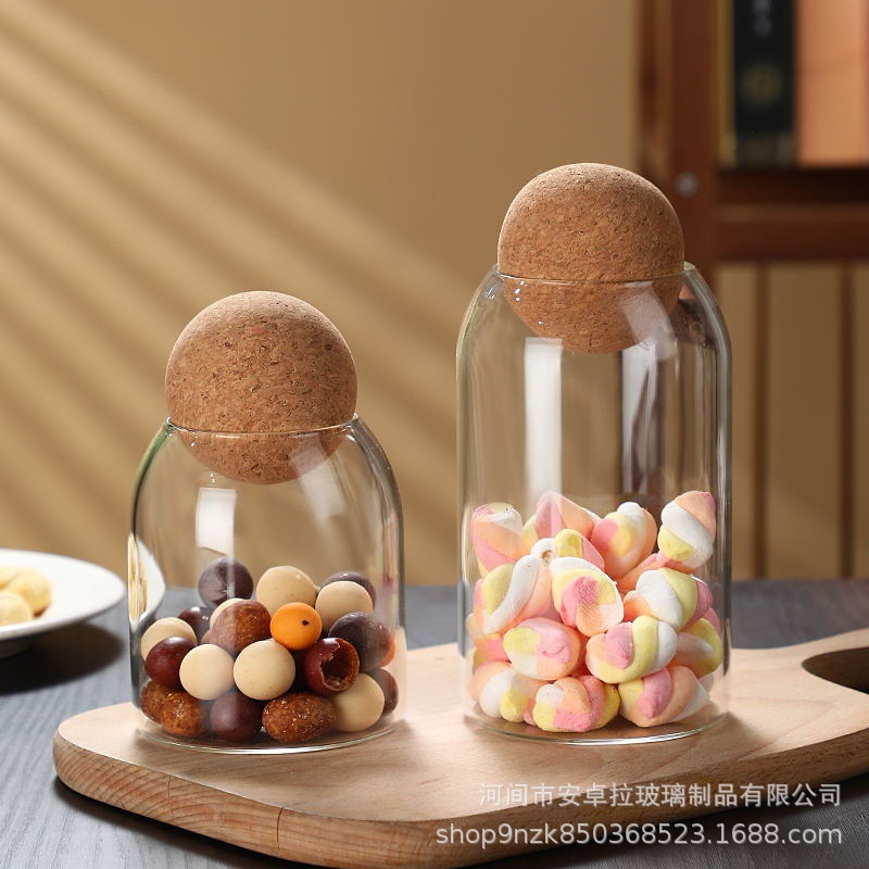 Customized cork stopper glass storage jar, matte striped flower tea display bottle, candy jar, coffee bean storage jar Application Scenario