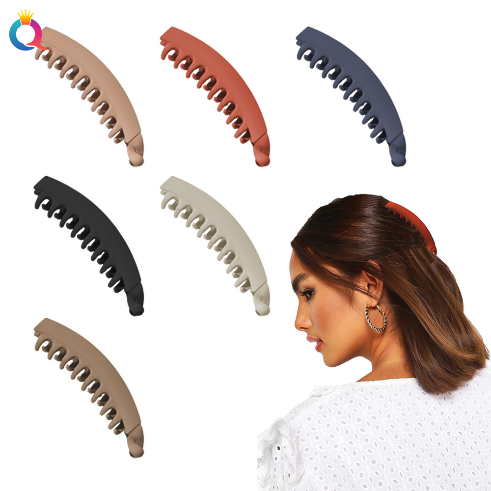 Qiyue Cross-border PC frosted Banana Clip, vertical clip, high-end ponytail fixing magic Tool, grab clip, hair clip, shark clip wholesale full figure