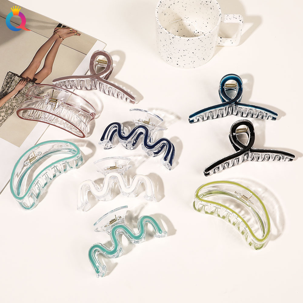 Qiyue Cross-border oil-drip Hair clips, back head updo hair grabbers, geometric personalized clips, shark clips, women's hair accessories wholesale full figure