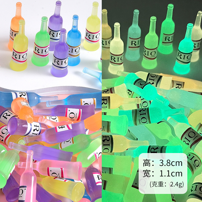 Wholesale of mini creative miniaturized food toys, handcrafted materials and accessories for convenience stores with luminous simulation wine bottles full figure