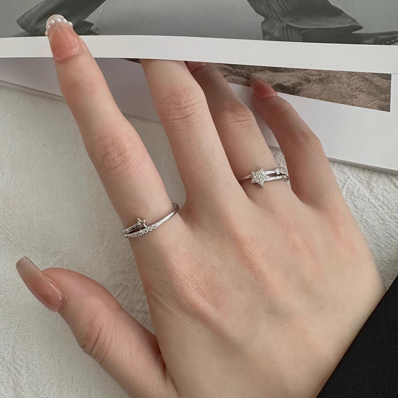 Star zircon open adjustable ring Women's set, ins niche design sense, high-end little finger ring and index finger ring Application Scenario