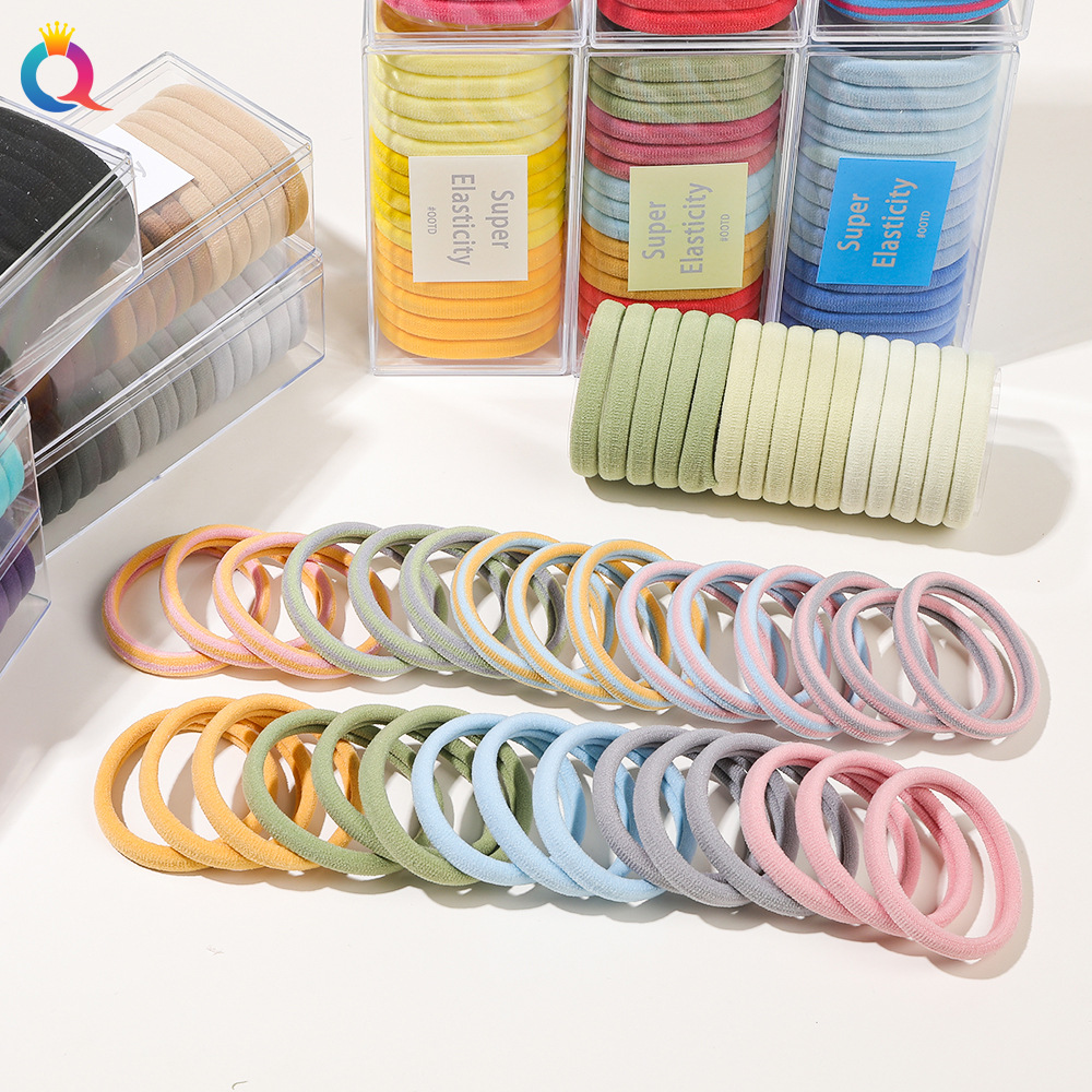 Qiyue Cross-border Box hair bands, high appearance level towel bands, high elasticity rubber bands, women's hair ties, hair accessories wholesale details Picture