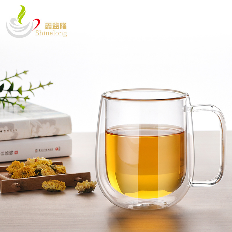 Double-layer glass insulated cups, creative transparent mugs, heat-resistant tea cups, household cross-border cups, high borosilicate water cups details Picture