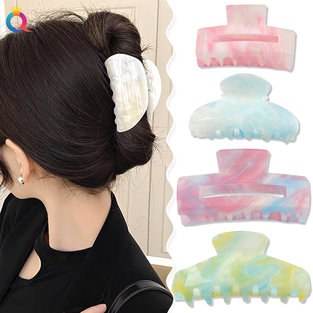 Qiyue Cross-border Acrylic starry Sky Grabber, fresh and clean back head plate hair clip, shark hair clip, hair grabber accessories wholesale details Picture