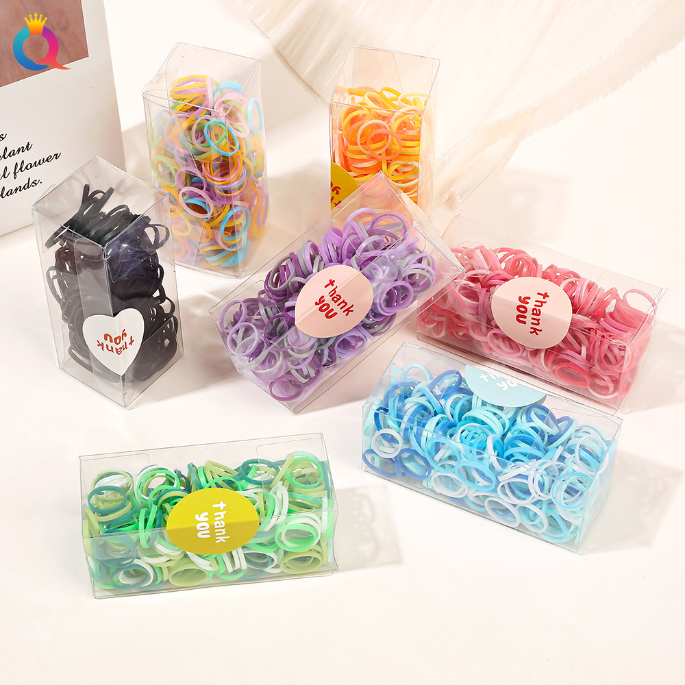 Qiyue colorful disposable rubber bands, high-elasticity hair ties, cute children's hair ties, women's hair bands, hair ties and hair accessories wholesale details Picture