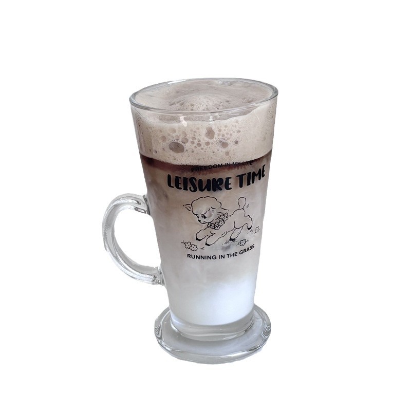Popular cartoon glass cups, coffee cups with handles, cups with a girlish heart, lattes, cold brew cups and milk cups Item Picture