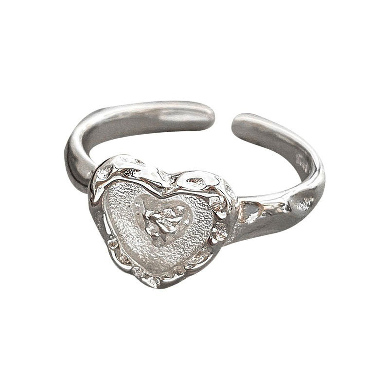 Textured lava heart ring, an irregular heart-shaped, niche design for women, in an Instagram style, with a cold and individualistic vibe, is a popular ring on the Internet Item Picture