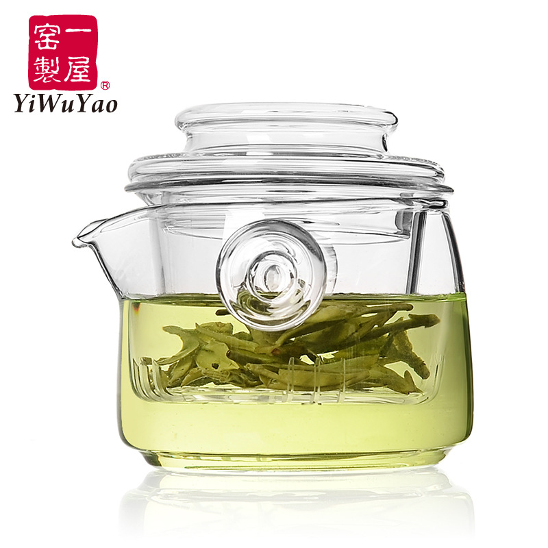 One House Kiln modern and simple kung fu glass tea set, teapot, small hand holding teapot, flower brewing teapot, filter details Picture