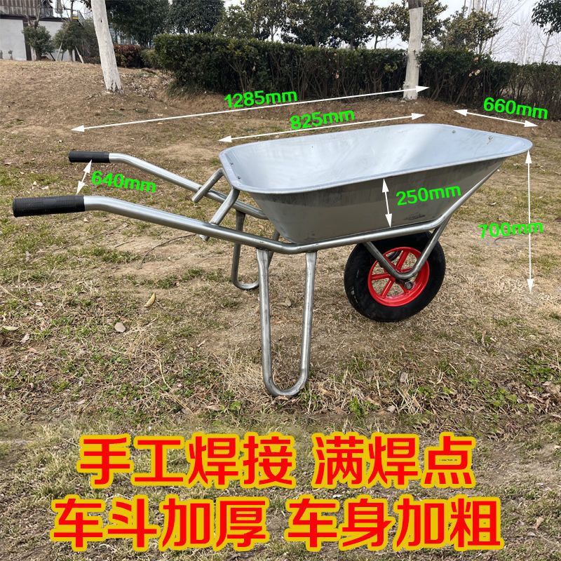 Thickened unicycle, agricultural small cart, hopper cart, labor cart, flower and orchard vehicle, construction site push and pull watermelon handcart details Picture