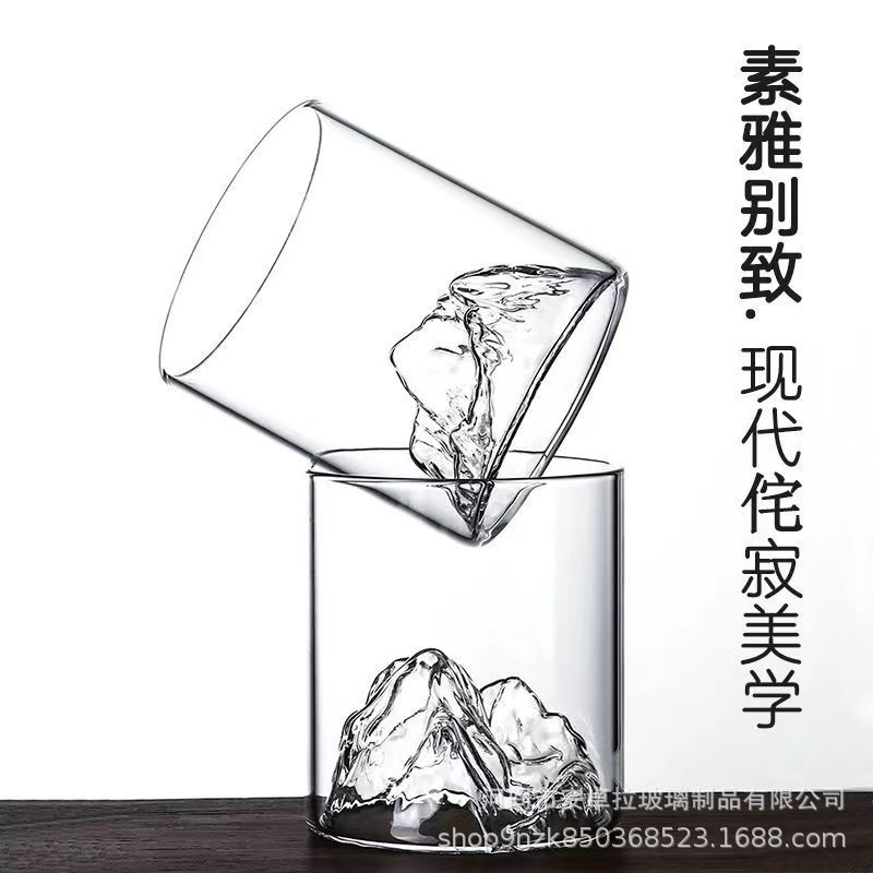 Glass cup mountain viewing cup, Japanese Fuji Mountain Tibetan cup, Japanese whisky glass cup, household high-appearance-level water cup creativity Application Scenario