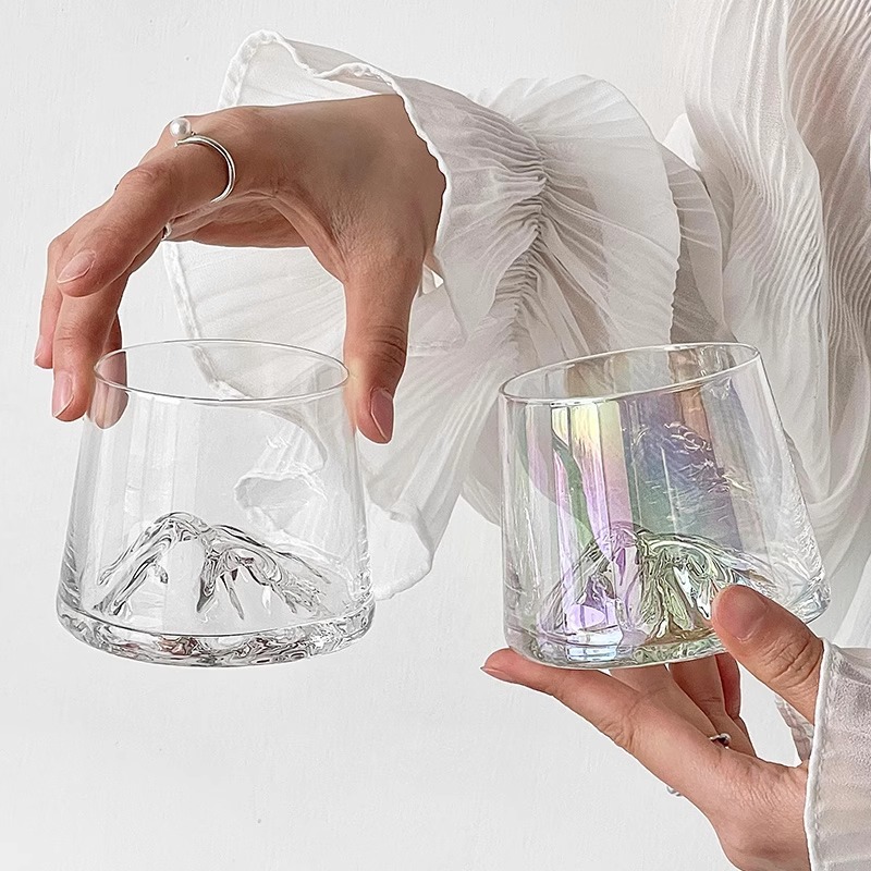 Pink Mount Fuji cup, creative mountain viewing cup, glass water cup, coffee cup, home feminine foreign wine glass, whisky glass details Picture