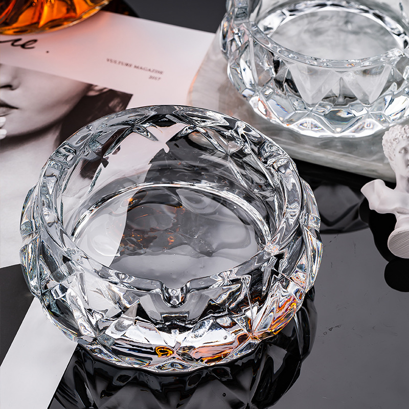 Home creative multi-functional glass ashtray, office windproof ashtray, personalized gift ashtray, one-piece consignment details Picture