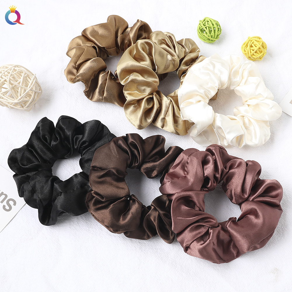 Qiyue European and American cross-border new hair band set, colored fabric large intestine band, solid color fabric band, hair tie and headwear manufacturer wholesale details Picture