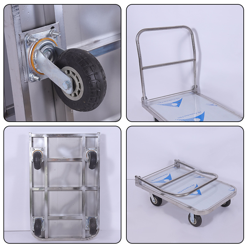 Stainless steel folding flatbed cart, handcart, flatbed cart, trailer, handling cart, trolley, cargo cart, small push Application Scenario