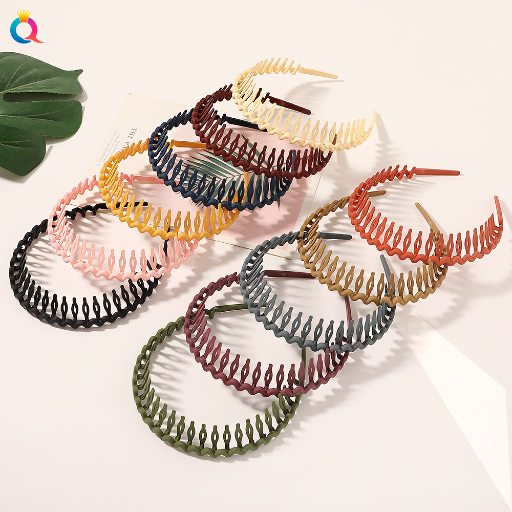 Qiyue matte colored hair band, summer women's Korean bangs hair clip, simple wavy pressure hair band, face wash hair hole headband full figure
