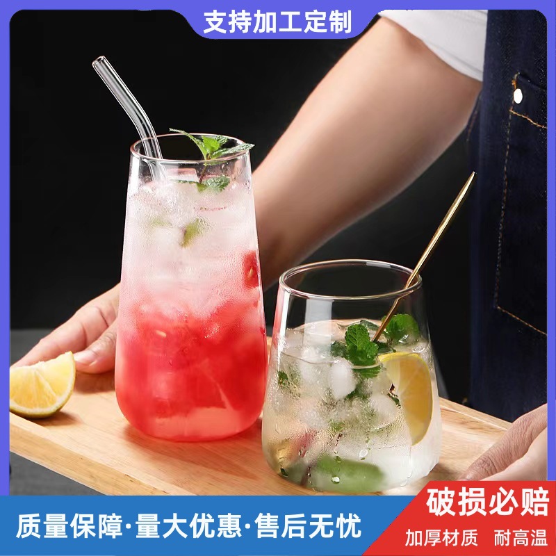 Customized Nordic minimalist transparent water cups, household glass cups, milk cups, juice cups, coffee cups, and water drop cups full figure