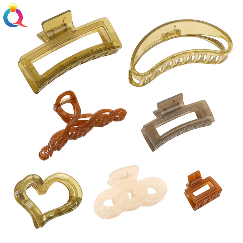 Qiyue Korean jelly color 13cm Moon Claw, stylish and versatile shark claw, back of the head face wash, hair claw Specification drawing