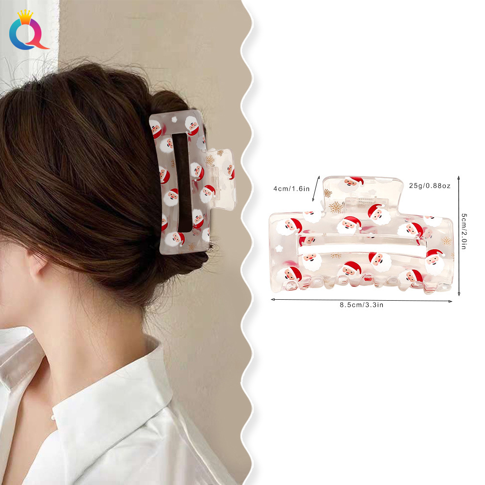 Qiyue Cross-border Christmas Hairpins, cartoon prints, high-end style, hair grabbers, hair grabbers, shark clips, hair accessories wholesale details Picture