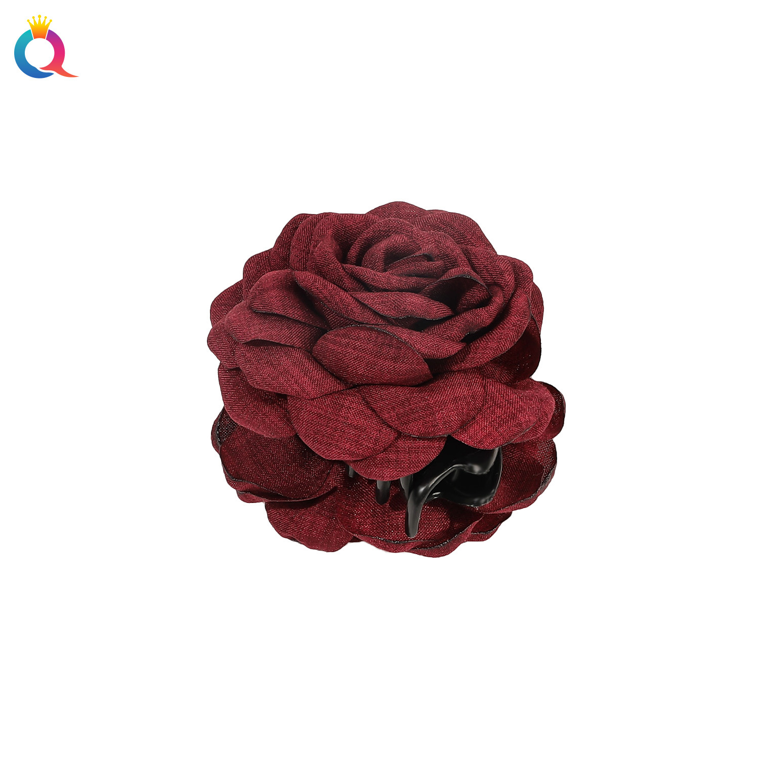 Wholesale of Qiyue Cross-border 3D rose flower clips, realistic flower hair clips, hairpins, large shark clips and hair accessories Item Picture