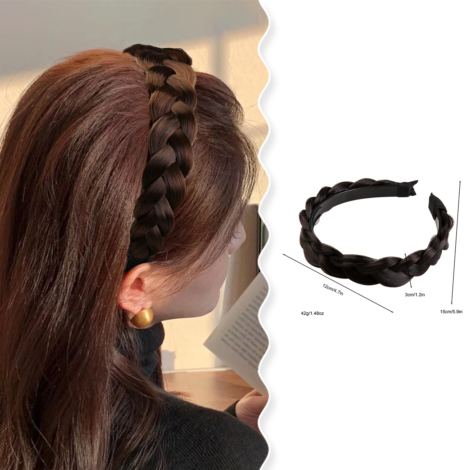 Qiyue Cross-border False Hair Band, high-end headband with high style, toothed anti-slip hairpin, high-end feel, wholesale details Picture