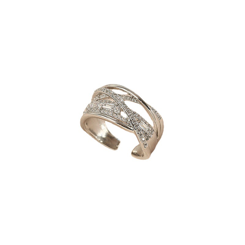 A high-end, light luxury full-diamond open-mouth ring for women, a unique and distinctive index finger ring design, a new trend ring in 2022 Item Picture