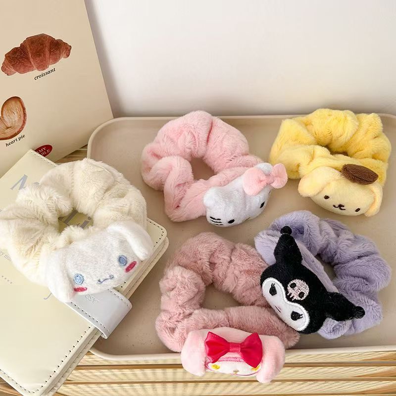 Autumn and winter plush hair band, cinnamon dog, cute girl large intestine circle, cartoon fluffy, sweet and elegant, student headband Specification drawing