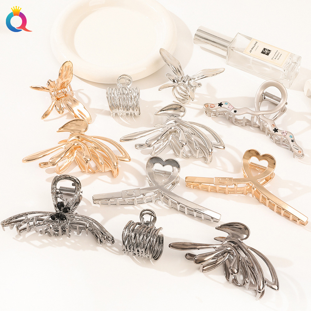 Qiyue Cross-border High-end metal hair clips, back head clips, updo hair clips, large shark clips, hair accessories wholesale full figure