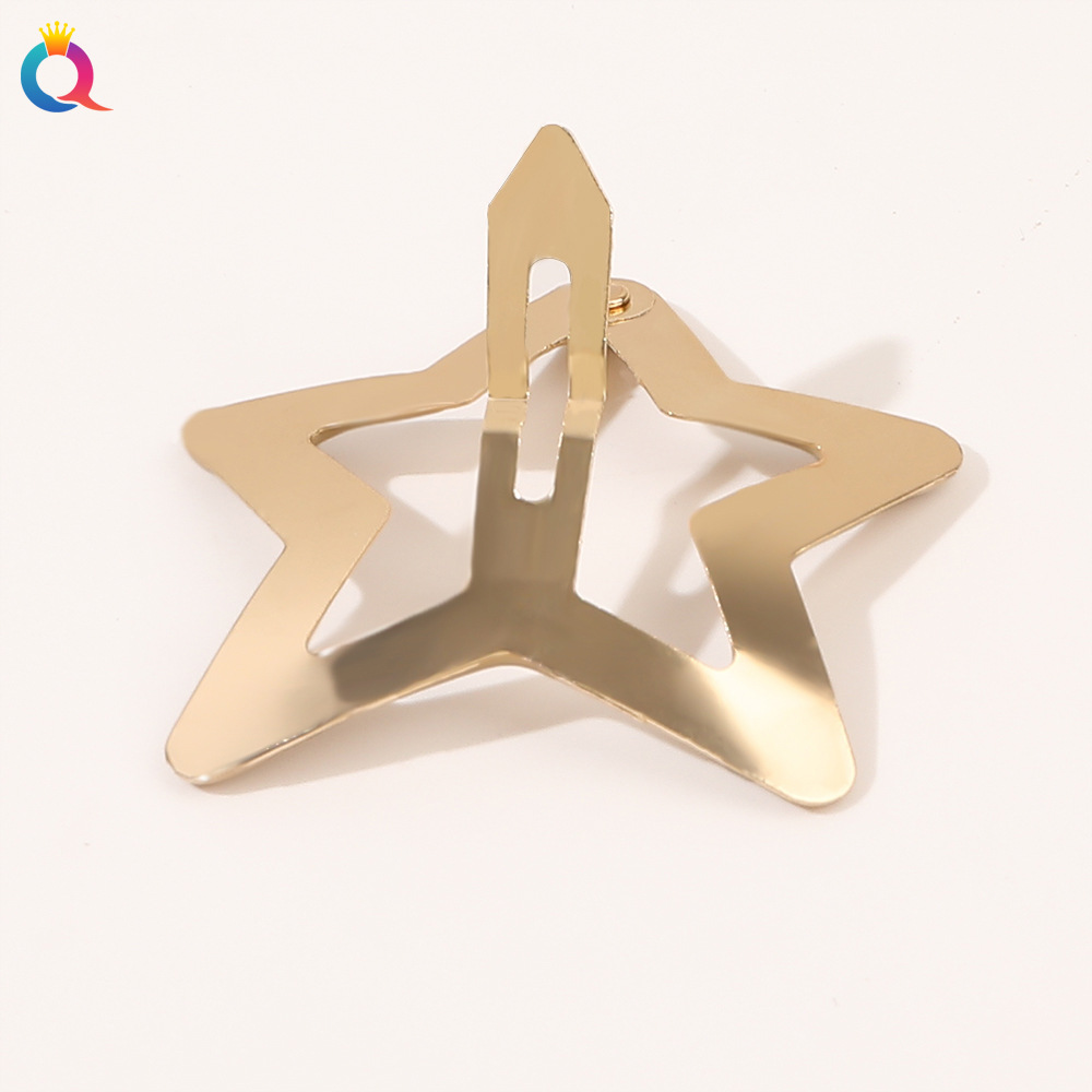 Qiyue Cross-border Oil-dropping Five-pointed Star Hair clips, broken hair bb clips, Hair clips, side clips, High-end bangs clips, hair accessories wholesale Specification drawing