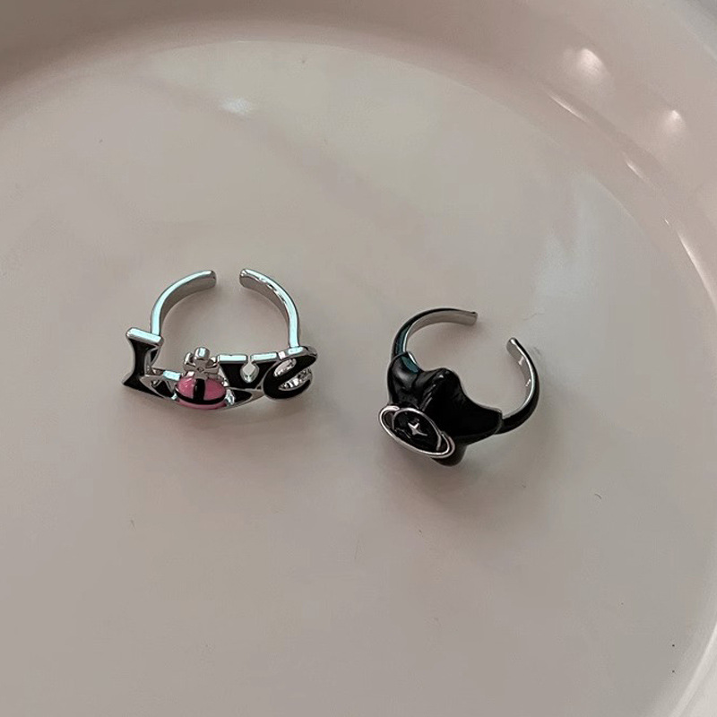 A sweet and cool style, a niche Saturn-surrounded oil-dripping open ring, a luxurious and high-end index ring for women Specification drawing