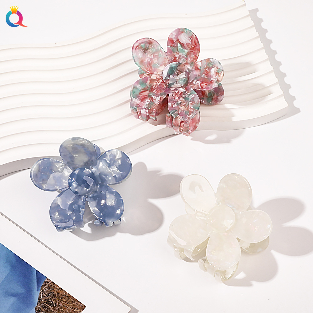 Wholesale of Qiyue Korean acetate flower hair clips with a high-end and elegant style, large back head updo hair clips and hair accessories details Picture