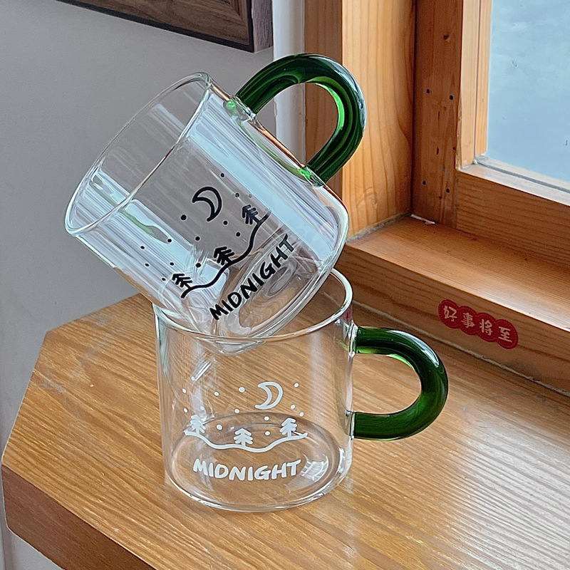Bolimei ins large-capacity straight glass cups, simple letter juice cups, milk cups, coffee cups, breakfast cups Specification drawing